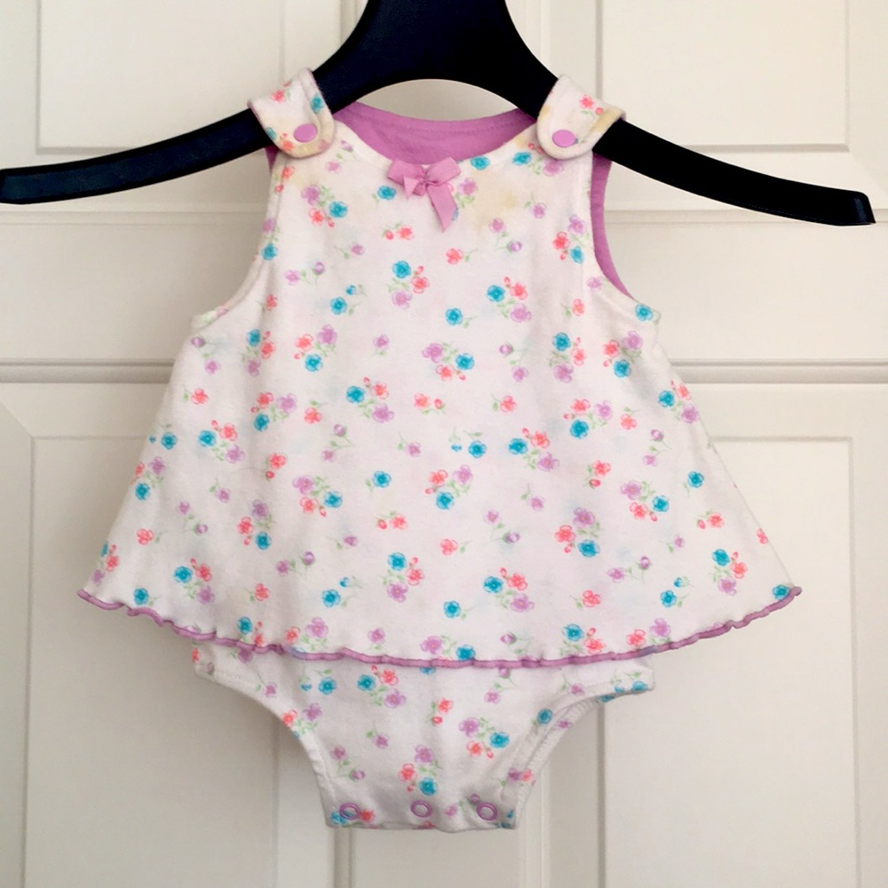 Basic Editions Baby Dress 3/6 Months Sleeveless Snap Button Shoulder Straps